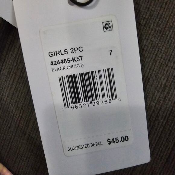 NWT Hurley Girl's Black Multi Floral Flounce Bikini Swimsuit 2 Piece Set Size 7 - Picture 2 of 4